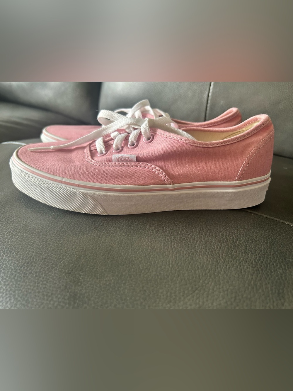 Vans Low-Top Canvas Sneakers in Light Pink and White ladies 7.5